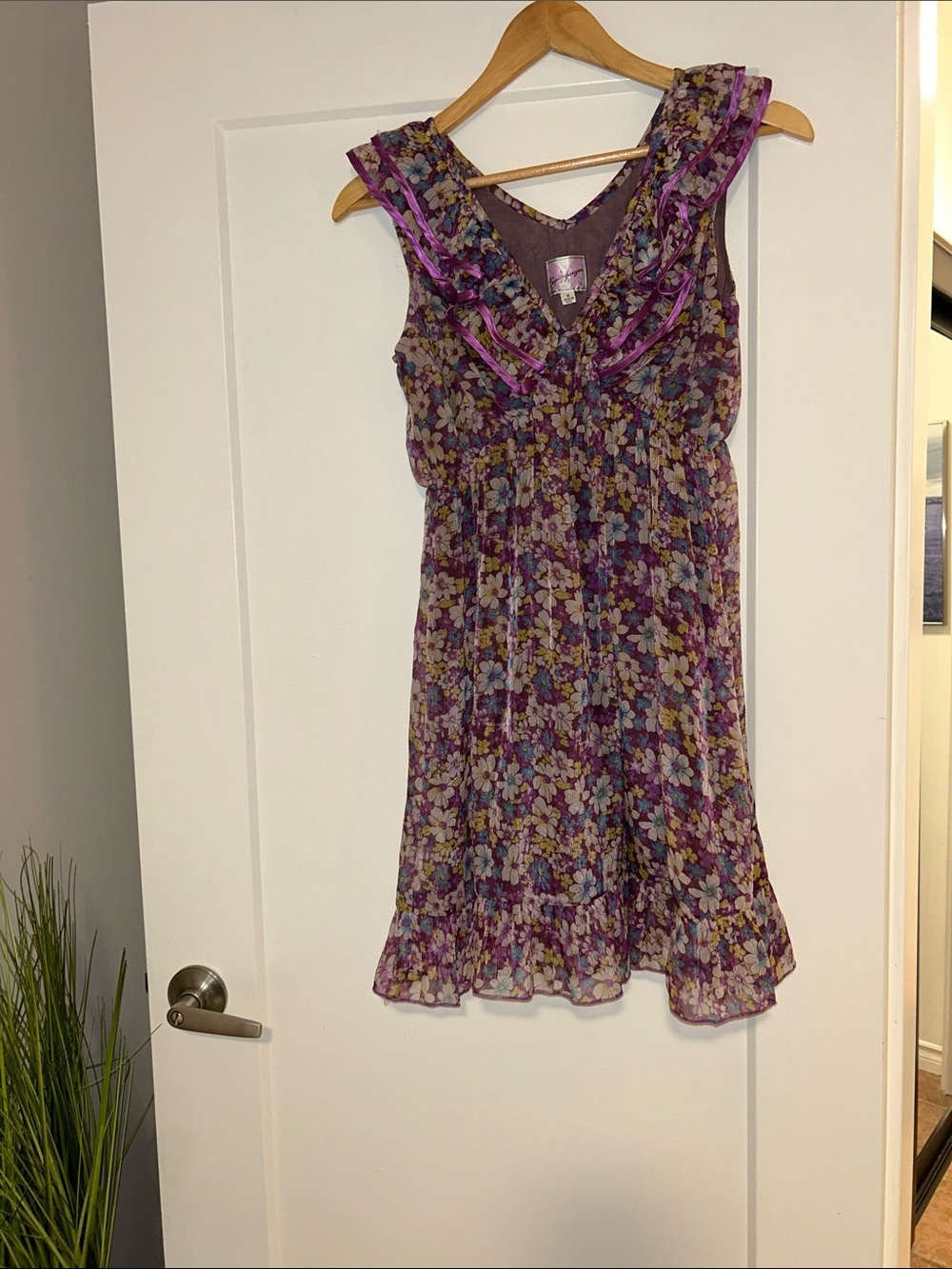Purple Multi Floral Ruffle Dress